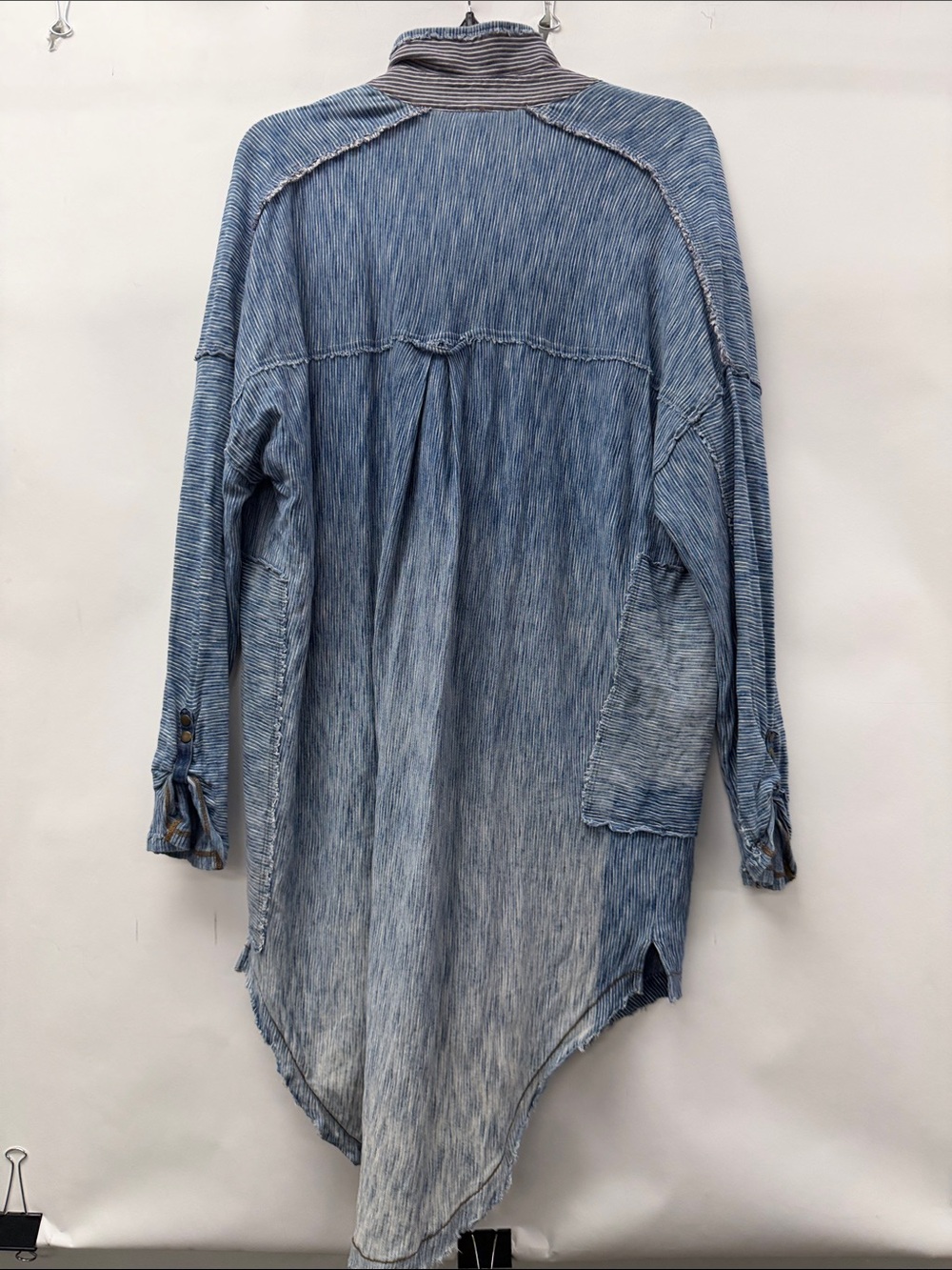 We The Free Blue Washed Button Front Tunic Shirt - Picture 2 of 7